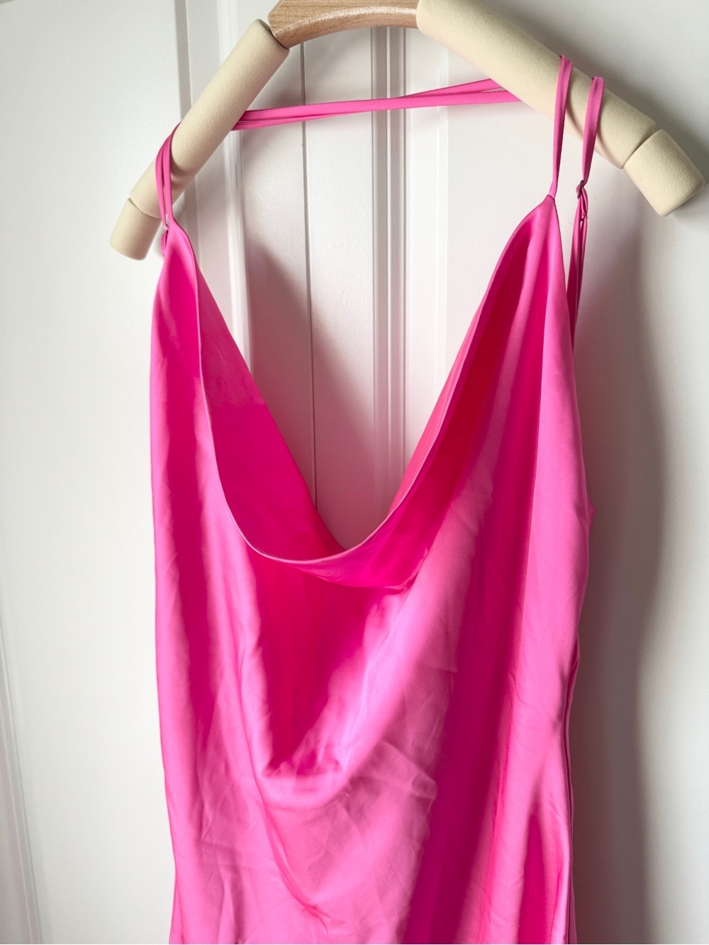 Fashion Nova Sleek N’ Shine Satin Midi Dress NWT Pink Size L - Picture 7 of 12